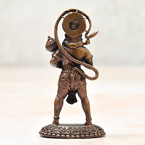 Copper Idols India - By Bhimonee Decor , 2.75 inches, Handmade Copper Hanuman Idol , 65 Grams , Patina Antique Finish , Pack of 1 Piece