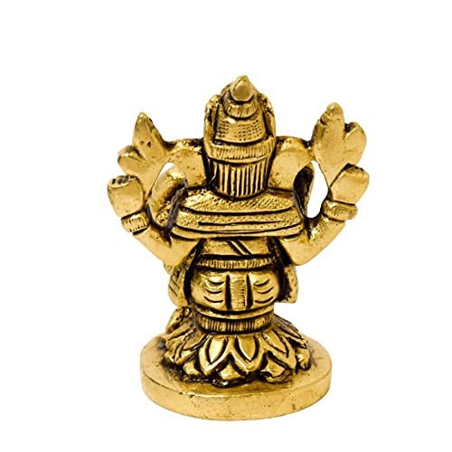 Brass Sitting Ganesha Idol, 2.5 inches Decor