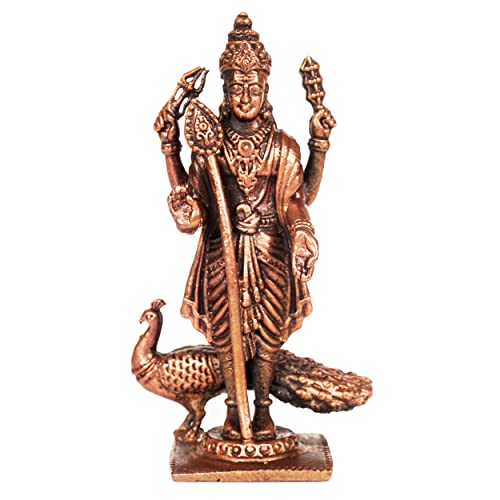 Copper Kartikeya Murugan with Peacock Idol