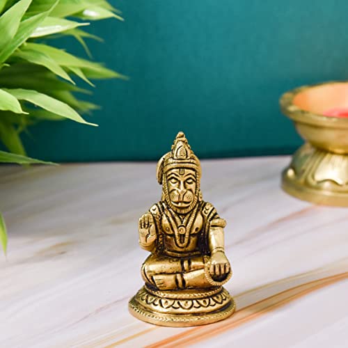  Brass Sitting Hanuman Idol