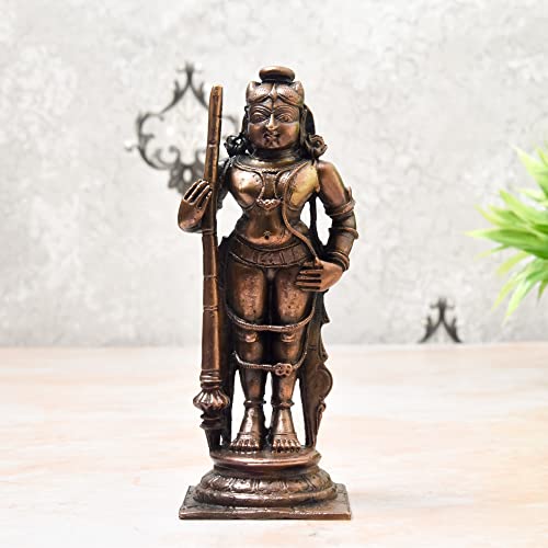 Copper Idols India - By Bhimonee Decor , 5.75 inches, Handmade Copper Udupi Krishna Idol, 610 Grams , Patina Antique Finish , Pack of 1 Piece