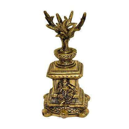 Brass Tulsi (Thulasi) Saligram Plant, 5.5 inches Decor