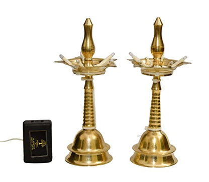 Pure Brass Electric Lighting Kerla Table Diya India