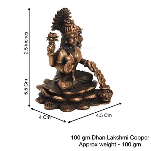 Handmade Copper Dhan Lakshmi Idol Dimensions