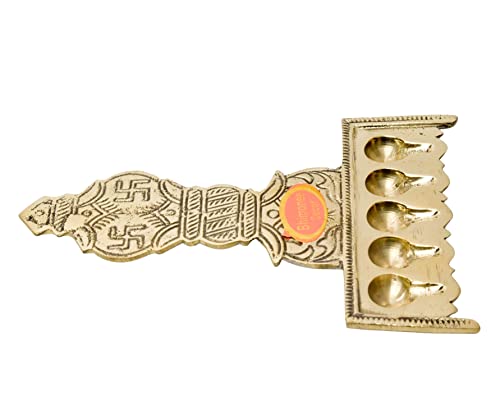 Pure Brass Flat Udupi Panch Aarti India