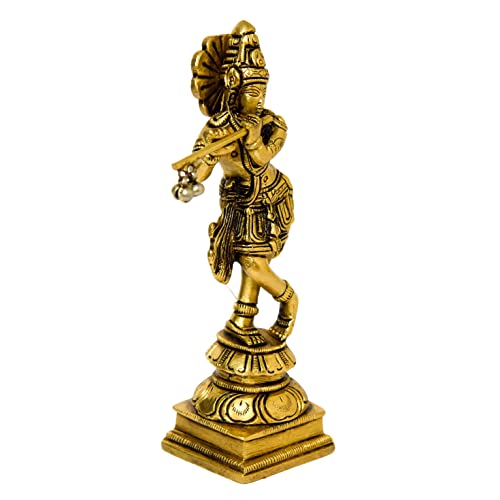 Brass Standing Krishna Idol 6 Inches