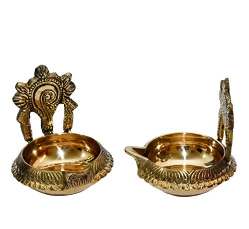 Buy Pure Brass Shanku Chakra Kuber 3 inches Diya