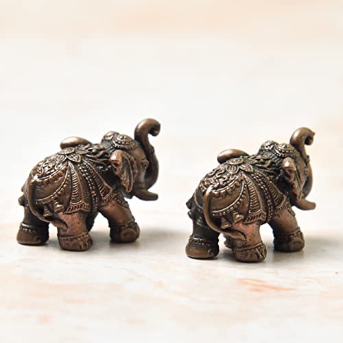 Handmade Copper Small Elephant Set 0.75 inch Bhimonee Decor