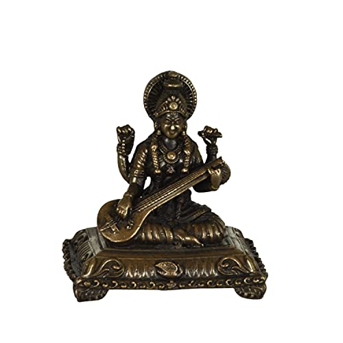 Copper Handmade Saraswati 2.1 inches Sitting Idol  India