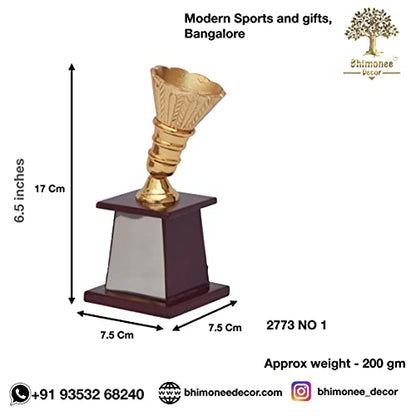 Bhimonee Decor by Modern Sports and Gifts 6.5 inches Best Badminton| Shuttlecock | Badminton Championship Metal Trophy| Award