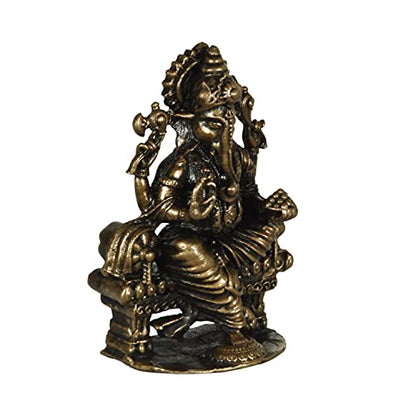 Copper Handmade Ganesha 2.5 inches Sitting Idol Bhimonee Decor