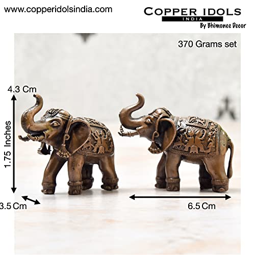 Handmade Copper Elephant Set 1.75 inch Dimensions