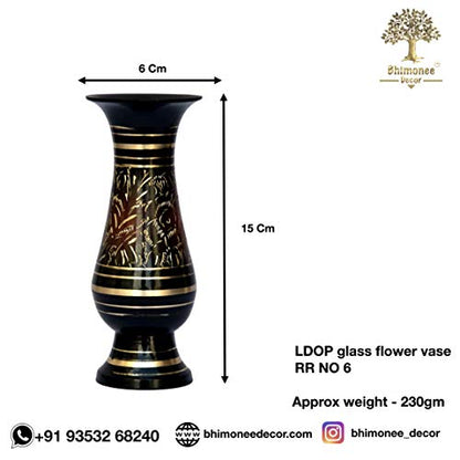 Pure Brass Double Colour Bidri Work Flower Vase 6" Size