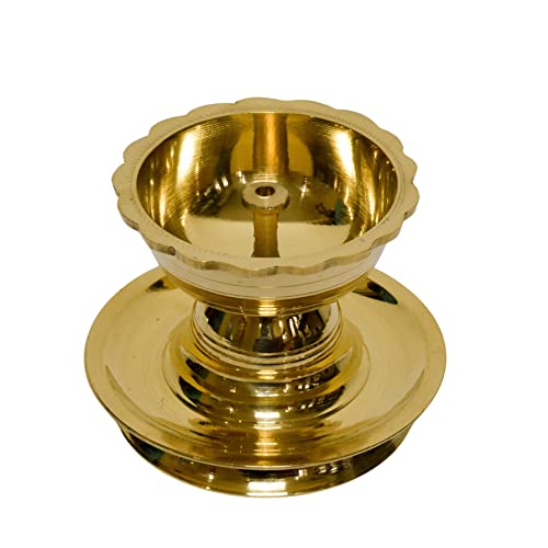 Bhimonee Decor Pure Brass Udupi Nanda Table Diya, 2.5 inches, Brass, Pack of 1 pc