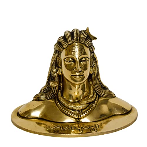 Bhimonee Decor Brass Adiyogi Shiva Idol for Home Decor, Gift & Puja, 1.60 Kg, 4.75 inches , Brass Black Antique Finish , 1 Piece