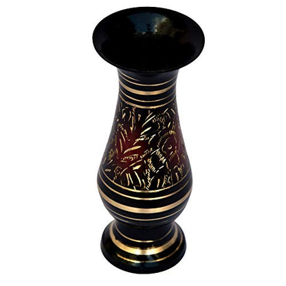 Pure Brass Double Colour Bidri Work Flower Vase 6" India