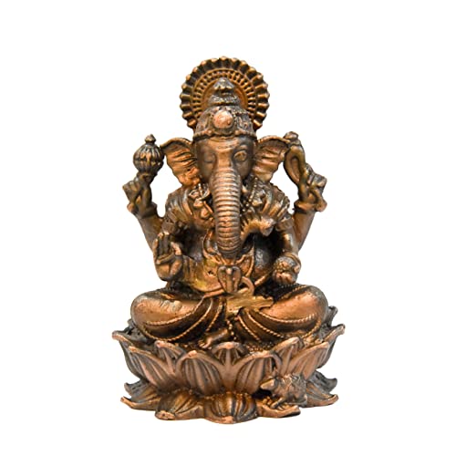 Bhimonee Decor Copper Idols India, 2.3 inches, Handmade Copper Ganesha Idol , 130 Grams , Patina Antique Finish , Pack of 1 Piece