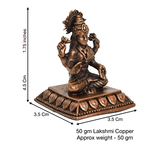 Handmade Copper Lakshmi Idol Dimensions