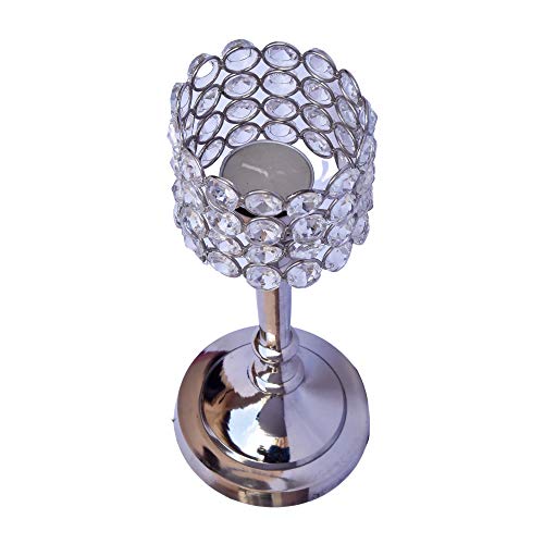 Fancy Candle Holder with Crystals Round 9.5"