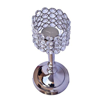 Fancy Candle Holder with Crystals Round 9.5"