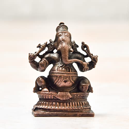 Handmade Copper Ganesha Idol 1.5 Inches 