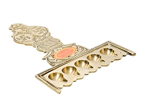 Pure Brass Flat Udupi Panch Aarti