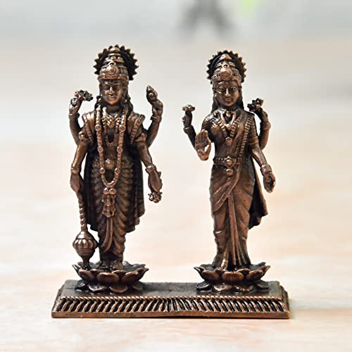 Copper Handmade Vishnu Lakshmi Idol 