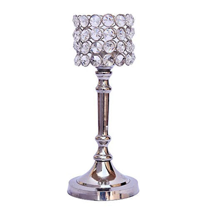 Fancy Candle Holder with Crystals Round 9.5" Bhimonee