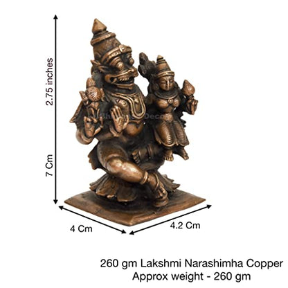 Handmade Copper Lakshmi Narasimha Swamy Idol Dimensions