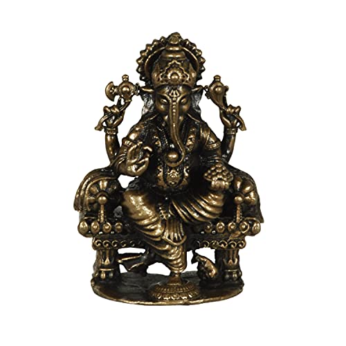 Copper Handmade Ganesha 2.5 inches Sitting Idol India