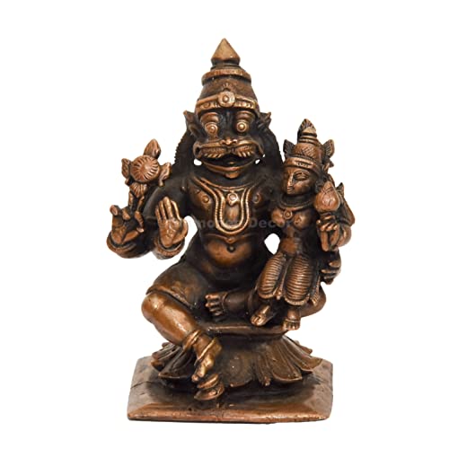 Handmade Copper Lakshmi Narasimha Swamy Idol