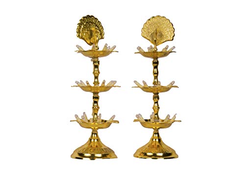 Pure Brass Neeranjan Electric Gold Bulb Lights Diya  Pair