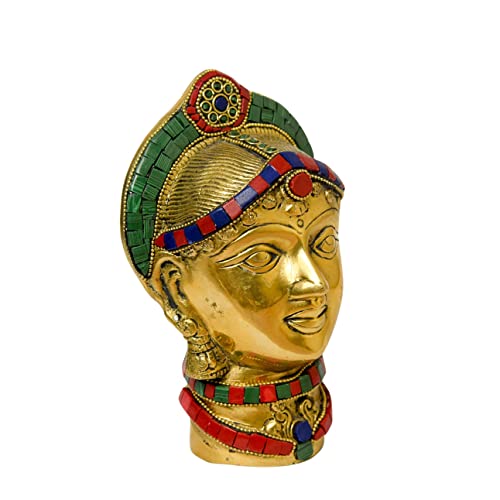 Brass Stone Work Gowri Head 6 Inches