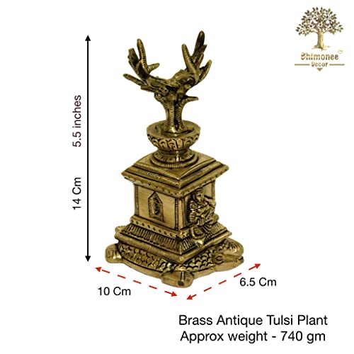 Brass Tulsi (Thulasi) Saligram Plant, 5.5 inches Size