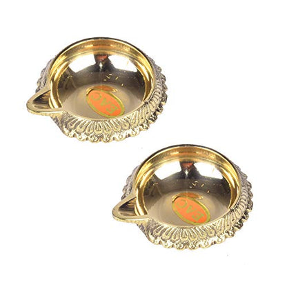 Modern Gift Centre - Set of 2 Pure Brass Kuber Diya 1 inch by printology