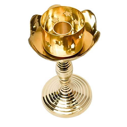 Bhimonee Decor Brass Candle Stand Holder for Pooja Room Decor, Home Decoration All Purpose, 8 inches, 310gm