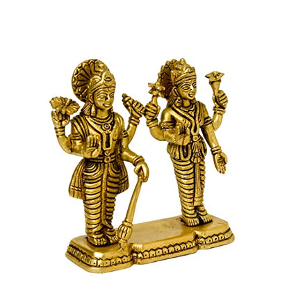 Bhimonee Decor Brass Laxmi Vishnu Idol for Home Decor, Gift & Puja, 1.550 kg, 6 inches, Brass Black Antique Finish, 1 Piece