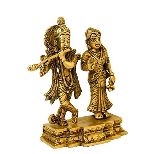 Bhimonee Decor Brass Plain Radha Krishna Idol for Home Décor, 2.15 kg, 8 inches, Brass Black Antique Finish, 1 Piece