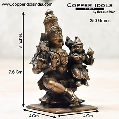 Copper Handmade Lakshmi Narayana Idol Dimensions