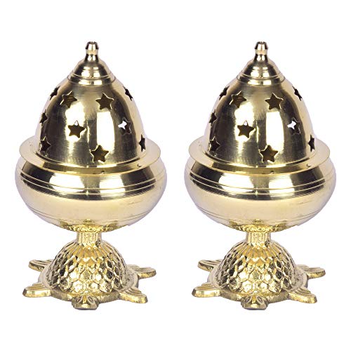 Modern Gift Centre - Set of 2 Pure Brass Tortoise Covering Diya/Tulsi Diya 5 inches by printology