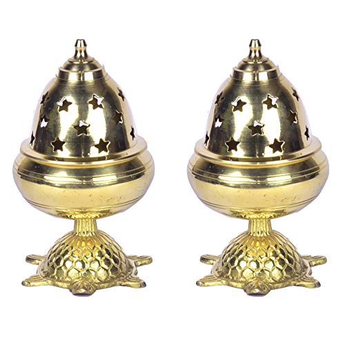 Modern Gift Centre - Set of 2 Pure Brass Tortoise Covering Diya/Tulsi Diya 5.25 inches by printology