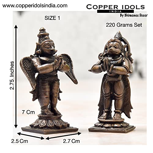 Copper Garuda Hanuman Set 2.75 inch Dimensions