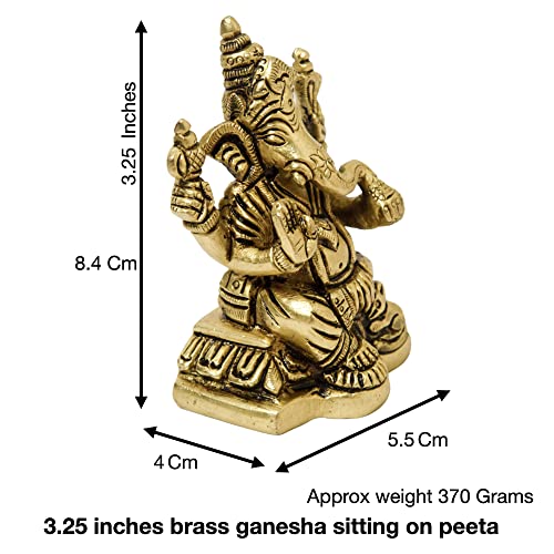 Brass Ganesha Idol Sitting on Peeta Size