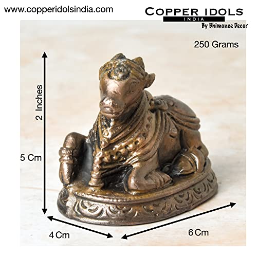 Copper Handmade Nandi Idol 2 inches Dimensions