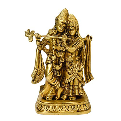 Bhimonee Decor Brass Radha Krishna Idol for Home Décor, 2.15 kg, 8.5 inches, Brass Black Antique Finish, 1 Piece