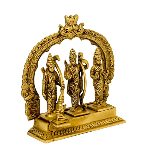 Bhimonee Decor Brass Ram Darbar Idol for Home Décor, 1.86 kg, 7.5 inches, Brass Black Antique Finish, 1 Piece