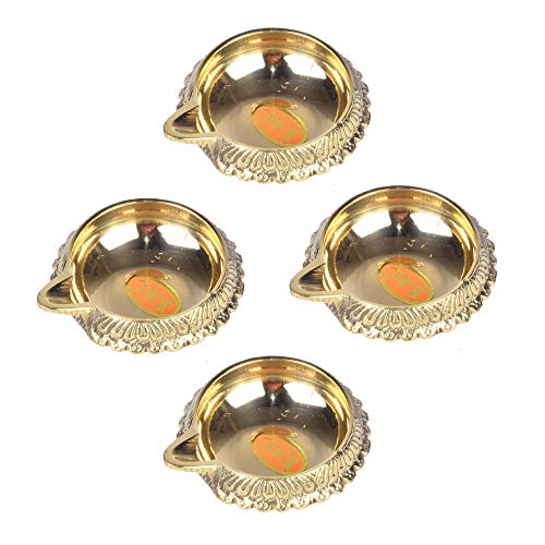 Modern Gift Centre - Set of 4 Pure Brass Kuber Diya 1 inch by printology