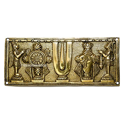 Pure Brass Shanku Chakra Hanging with Garuda and Hanuman Wallplate