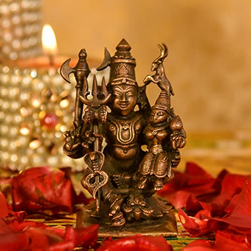 Copper Handmade Lord Shiv Parwati Idol