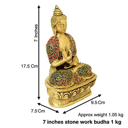 Bhimonee Decor Brass Budha Idol, Home Décor, 1.05 kg, 7 inches, Brass Black Antique Finish, 1 Piece